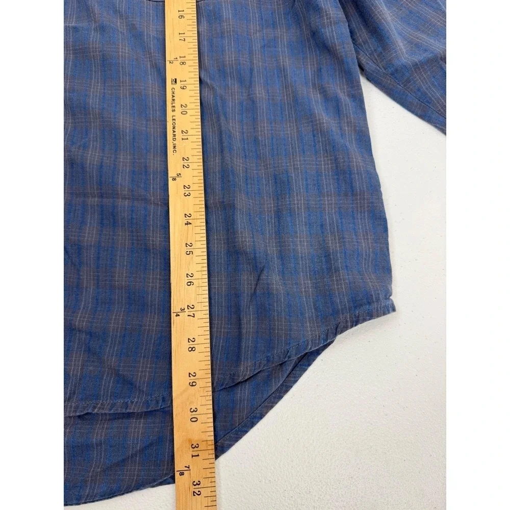 VTG Wrangler Rugged Wear Mens XL Blue Plaid Long Sleeve‎ Button Down Shirt